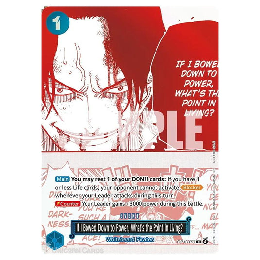 One Piece - Carrying on his Will - If I Bowed Down to Power, What's the Point in Living? (Rare) - OP13-057 (Promo)