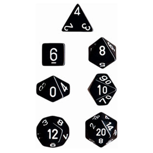Chessex - Opaque Polyhedral 7-Die Sets - Black w/white