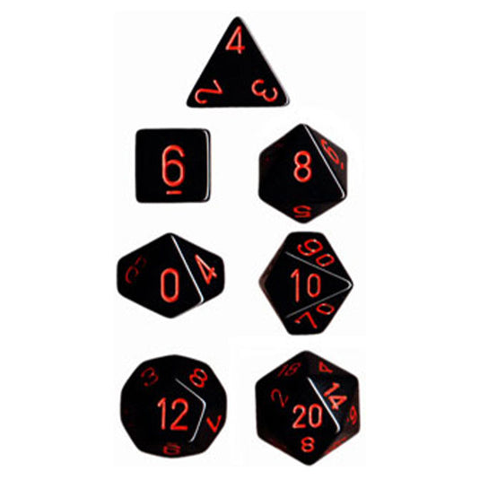 Chessex - Opaque Polyhedral 7-Die Sets - Black w/red