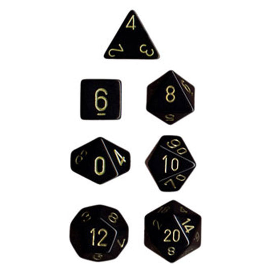 Chessex - Opaque Polyhedral 7-Die Sets - Black w/gold