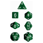 Chessex - Opaque Polyhedral 7-Die Sets - Green w/white