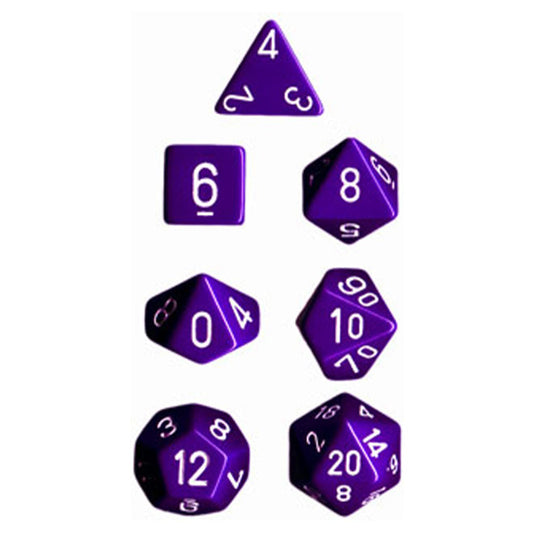 Chessex - Opaque Polyhedral 7-Die Sets - Purple w/white
