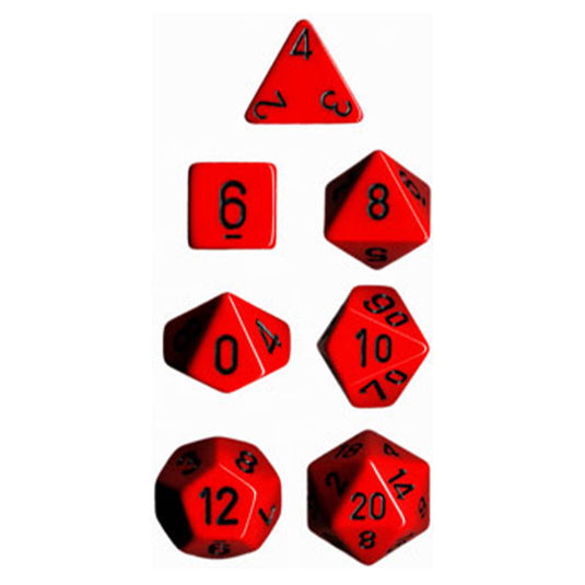 Chessex - Opaque Polyhedral 7-Die Sets - Red w/black