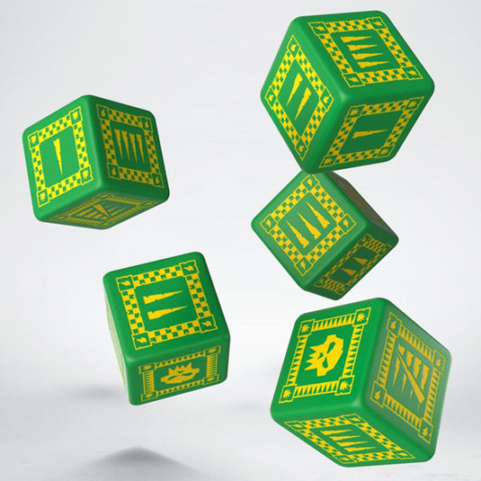 Orc Green & yellow 5D6 Dice