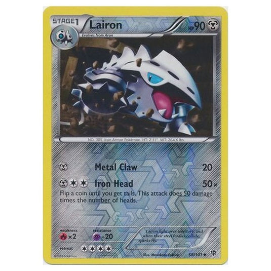 Pokemon - Black & White - Plasma Blast - (Reverse Holo) Lairon - 58/101