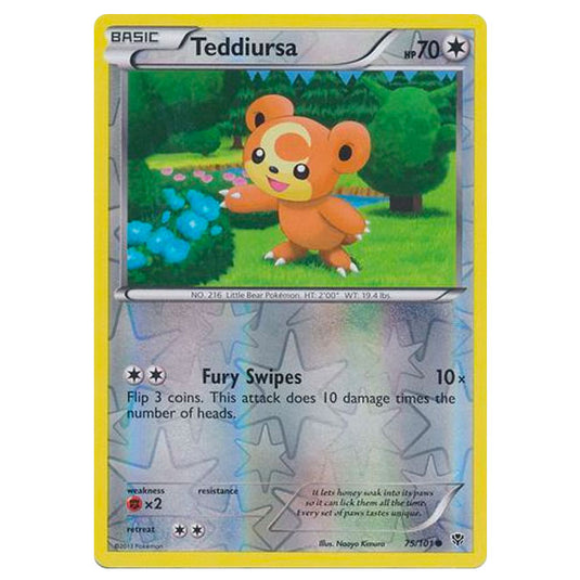 Pokemon - Black & White - Plasma Blast - (Reverse Holo) Teddiursa - 75/101 Pokemon - Black & White - Plasma Blast - (Reverse Holo) Teddiursa - 75/101