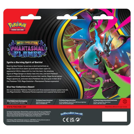 Pokemon - Mega Evolution - Phantasmal Flames - 3-Pack Blister - Back