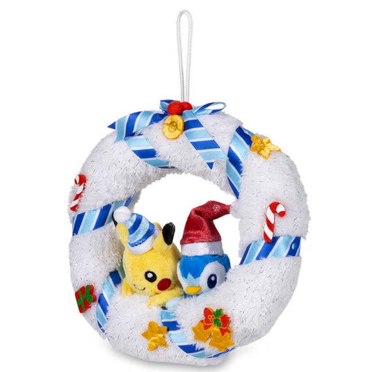 Pokemon - Plush Figure - Undersea Holiday - Pikachu & Piplup Wreath (7 Inch)