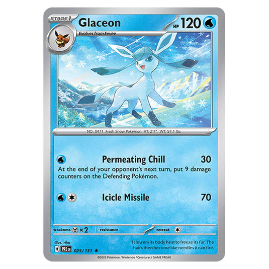 Pokemon - Scarlet & Violet - Prismatic Evolutions - Glaceon - 025/131 Pokemon - Scarlet & Violet - Prismatic Evolutions - Glaceon - 025/131