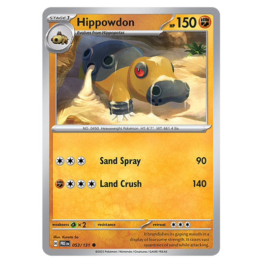 Hippowdon 053 card from the Pokemon set Prismatic Evolutions