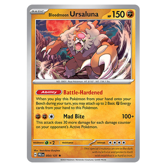 Bloodmoon Ursaluna 054 card from the Pokemon set Prismatic Evolutions