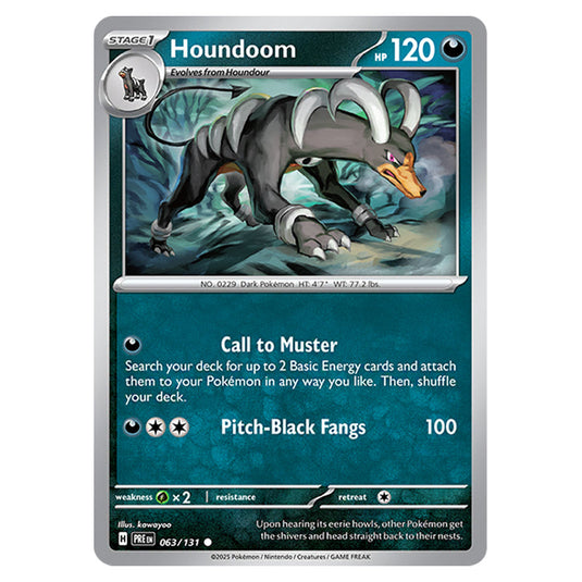 Houndoom 063 card from the Pokemon set Prismatic Evolutions