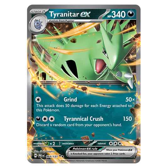 Tyranitar ex 064 card from the Pokemon set Prismatic Evolutions