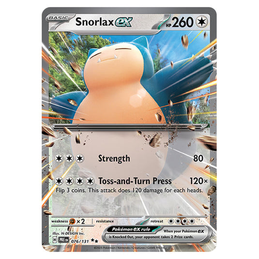 Snorlax ex 076 card from the Pokemon set Prismatic Evolutions