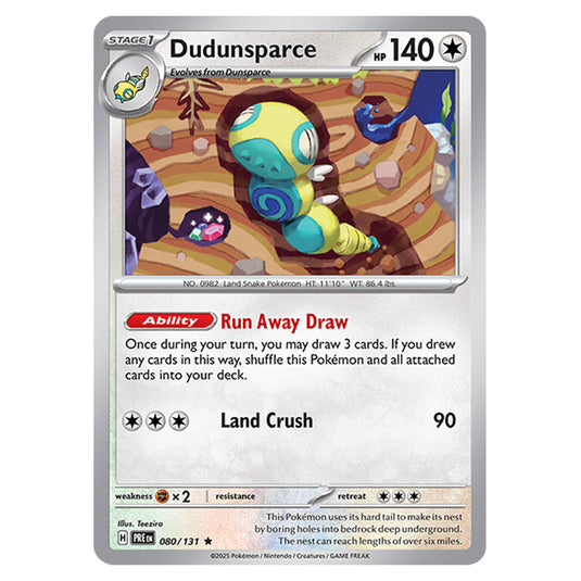 Dudunsparce 080 card from the Pokemon set Prismatic Evolutions
