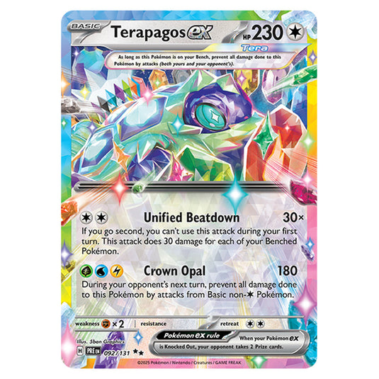 Terapagos ex 092 card from the Pokemon set Prismatic Evolutions