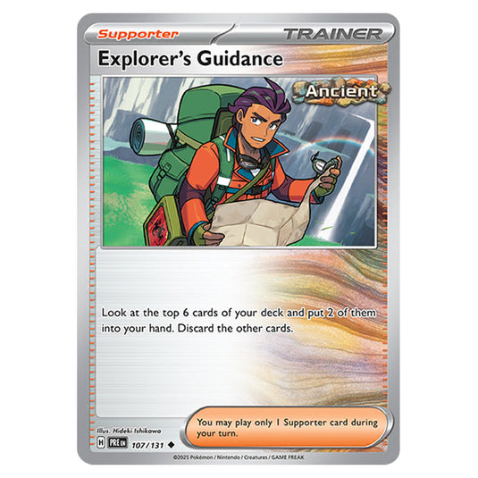 Explorer's Guidance 107 card from the Pokemon set Prismatic Evolutions
