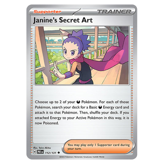 Janine's Secret Art 112 card from the Pokemon set Prismatic Evolutions
