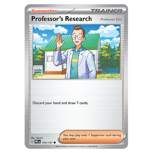 Professor's Research [Professor Elm] 123 card from the Pokemon set Prismatic Evolutions