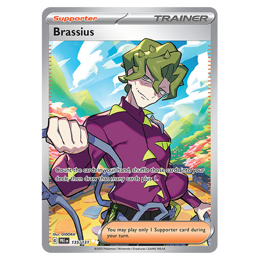 Brassius 135 card from the Pokemon set Prismatic Evolutions