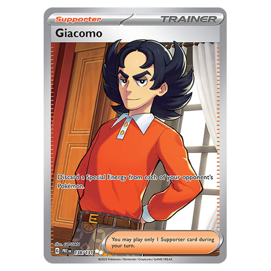 Giacomo 138 card from the Pokemon set Prismatic Evolutions