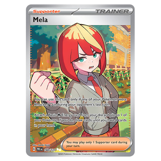 Mela 140 card from the Pokemon set Prismatic Evolutions