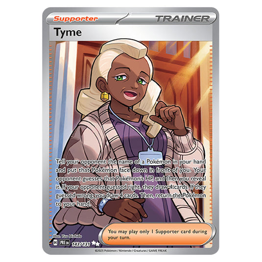 Tyme 143 card from the Pokemon set Prismatic Evolutions