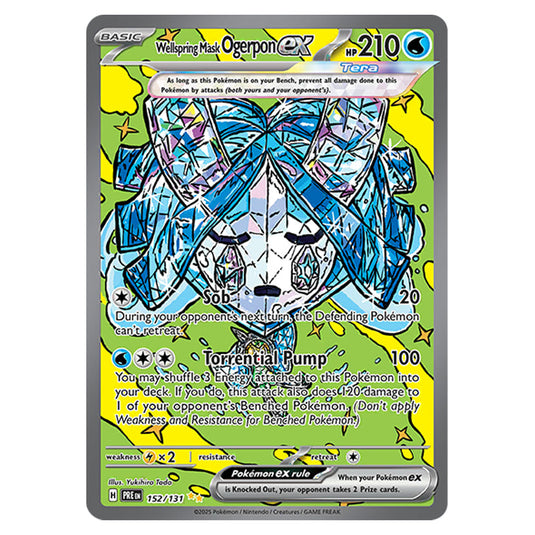 Wellspring Mask Ogerpon ex 152 card from the Pokemon set Prismatic Evolutions