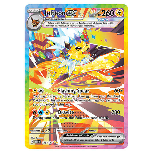 Jolteon ex 153 card from the Pokemon set Prismatic Evolutions