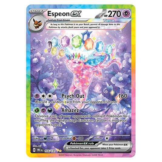 Espeon ex 155 card from the Pokemon set Prismatic Evolutions