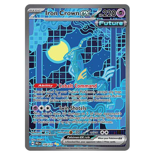 Iron Crown ex 158 card from the Pokemon set Prismatic Evolutions