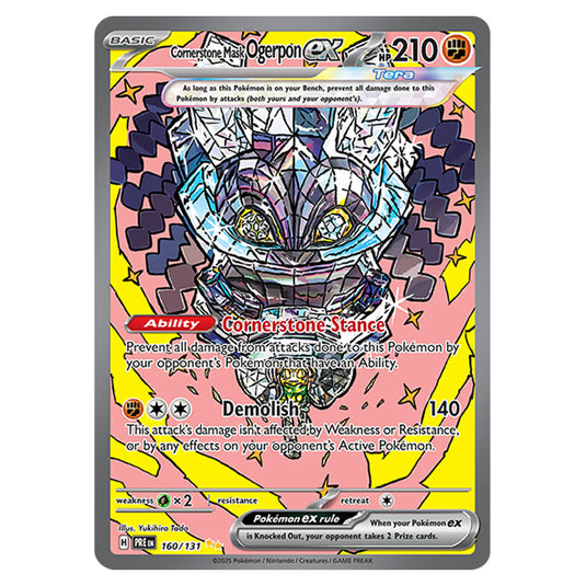 Cornerstone Mask Ogerpon ex 160 card from the Pokemon set Prismatic Evolutions