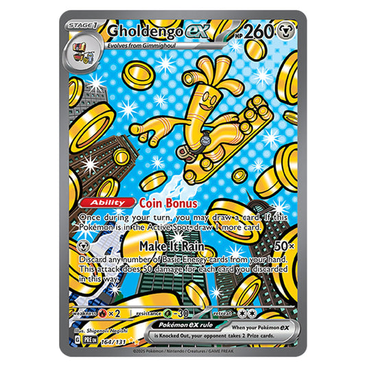 Gholdengo ex 164 card from the Pokemon set Prismatic Evolutions