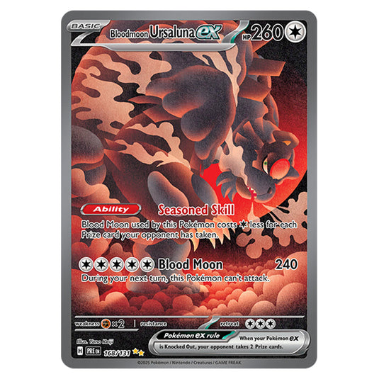 Bloodmoon Ursaluna ex 168 card from the Pokemon set Prismatic Evolutions