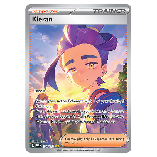 Kieran 174 card from the Pokemon set Prismatic Evolutions