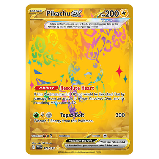 Pikachu ex 179 card from the Pokemon set Prismatic Evolutions