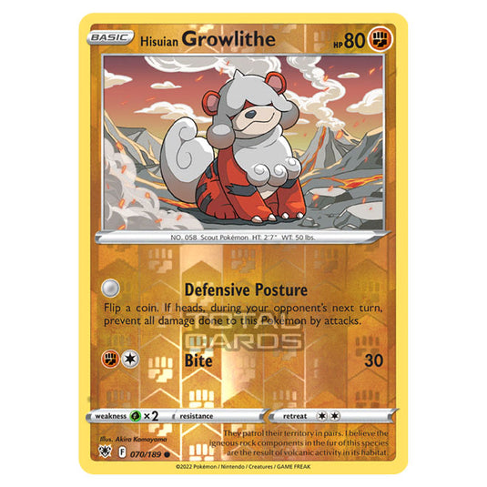 Pokemon - Sword & Shield - Astral Radiance - Hisuian Growlithe - 070/189 - (Reverse Holo)