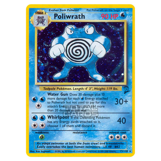 poliwrath holographic pokemon card POLIWRATH HOLO 13/102- Base Set Unlimited Pokemon