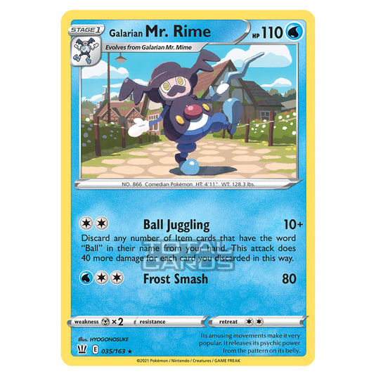 Pokemon - Sword & Shield - Battle Styles - Galarian Mr. Rime - 035/163