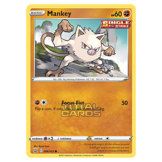 Pokemon - Sword & Shield - Battle Styles - Mankey - 066/163