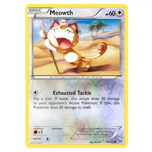 Pokemon - XY - BREAKthrough - Meowth - 114/162 - (Reverse Holo)
