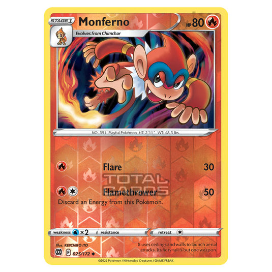 Pokemon - Sword & Shield - Brilliant Stars - Monferno - 025/172 - (Reverse Holo)