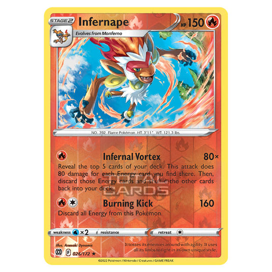 Pokemon - Sword & Shield - Brilliant Stars - Infernape - 026/172 - (Reverse Holo)