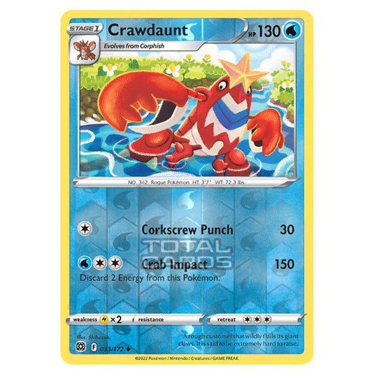 Pokemon - Sword & Shield - Brilliant Stars - Crawdaunt - 033/172 - (Reverse Holo)