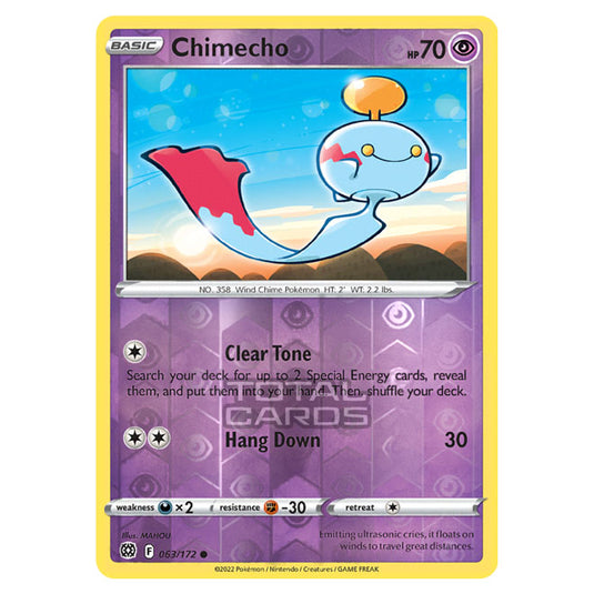 Pokemon - Sword & Shield - Brilliant Stars - Chimecho - 063/172 - (Reverse Holo)