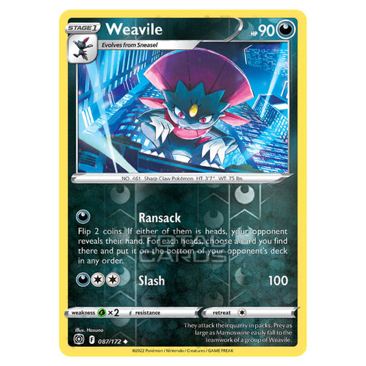 Pokemon - Sword & Shield - Brilliant Stars - Weavile - 087/172 - (Reverse Holo)