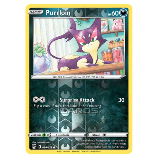 Pokemon - Sword & Shield - Brilliant Stars - Purrloin - 090/172 - (Reverse Holo)