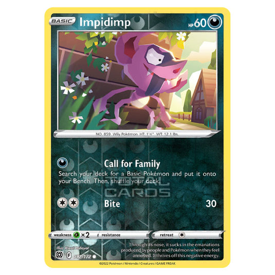 Pokemon - Sword & Shield - Brilliant Stars - Impidimp - 092/172 - (Reverse Holo)