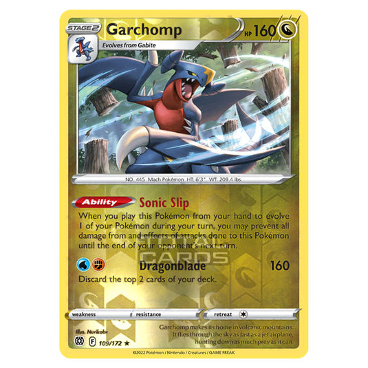 Pokemon - Sword & Shield - Brilliant Stars - Garchomp - 109/172 - (Reverse Holo)