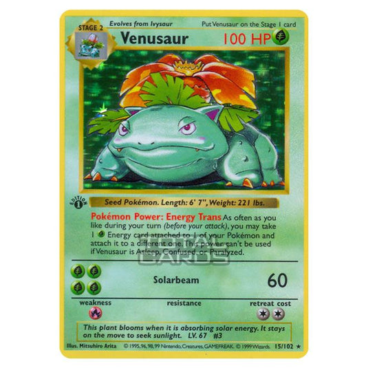 Pokemon - Base Set - Venusaur - 15/102-Poor-Unlimited-English